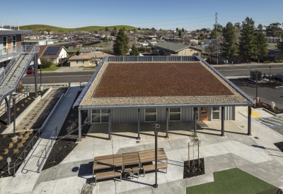 Rooftop of the community building at Rocky Hill Veterans Housing in Vacaville, California.