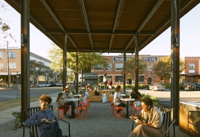 Outdoor patio at Jeni’s Ice cream in Birmingham, Alabama.