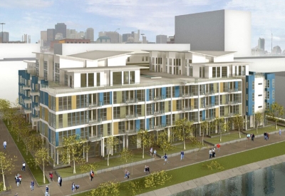 Exterior rendering of Channel Lofts.