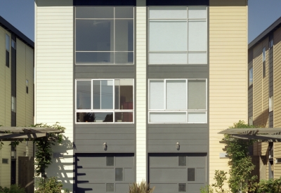 Unit exterior at Magnolia Row in West Oakland, California.