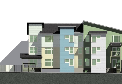 Elevation rendering of Linden Court in Oakland, California.