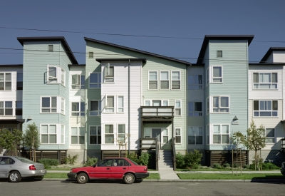 Exterior street view of Linden Court in Oakland, California.