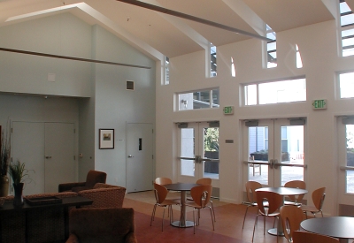 Community room inside Linden Court in Oakland, California.