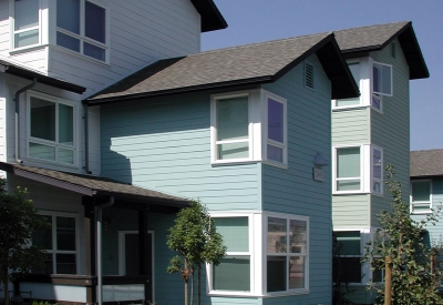 Linden Street elevation at Linden Court in Oakland, California.