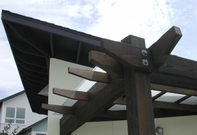 Office trellis detail at Linden Court in Oakland, California.