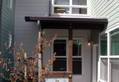 Townhouse entry at Linden Court in Oakland, California.