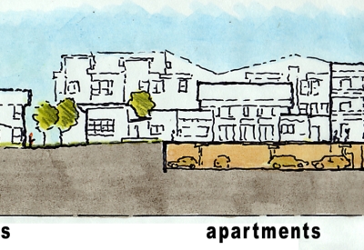 Section sketch for Linden Court in Oakland, California.