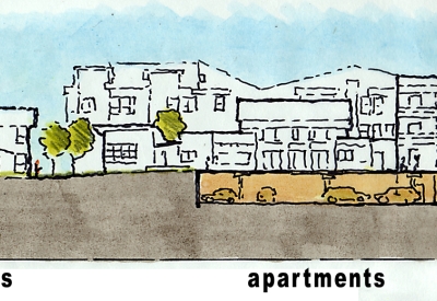 Section sketch for Linden Court in Oakland, California.