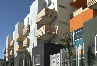 Exterior elevation at Folsom-Dore Supportive Apartments in San Francisco, California.