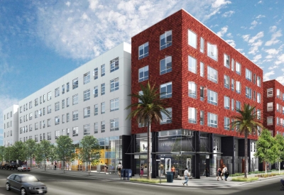 Exterior rendering of 888 Seventh Street in San Francisco.