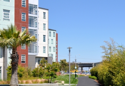 Bike path along 888 Seventh Street in San Francisco.