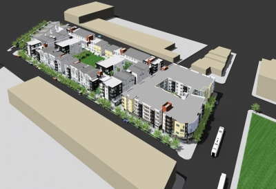 Aerial rendering of Armstrong Place Senior in San Francisco.