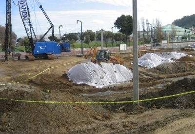Panoramic view of the construction site atArmstrong Place Senior in San Francisco.