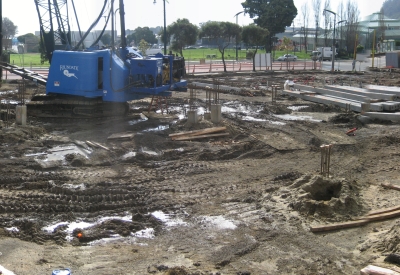 Panoramic view of the construction site atArmstrong Place Senior in San Francisco.