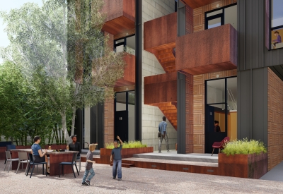 Rendering of the courtyard for 2323 2nd Avenue South in Birmingham, Alabama.