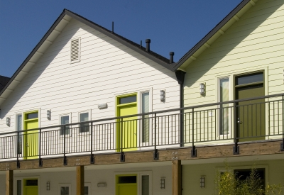 Exterior view of the cottages at Art Ark in San Jose, California.