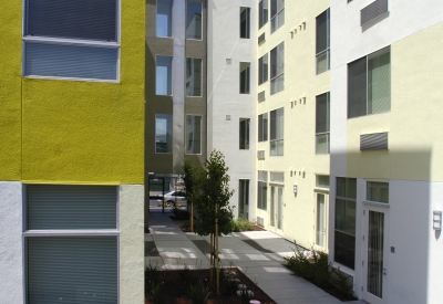 View of the courtyard at Art Ark in San Jose, California.