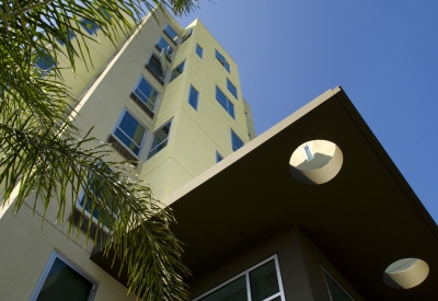 View of Delmas Park in San Jose, California looking up.