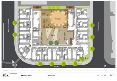 Site plan for Delmas Park in San Jose, California.