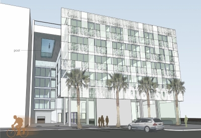 Exterior elevation rendering of Hotel SOMA.