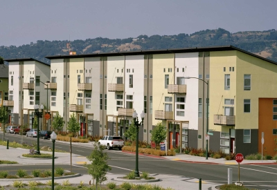 Exterior elevation of West End Commons in Oakland, Ca.