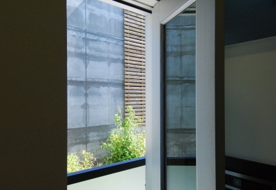 Balcony inside a unit at Blue Star Corner in Emeryville, Ca.