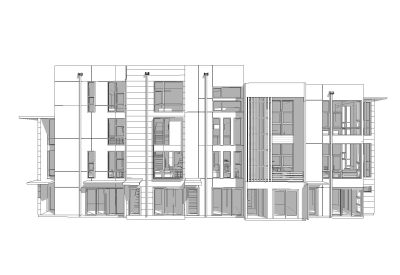 3D model of elevation at Blue Star Corner in Emeryville, Ca.