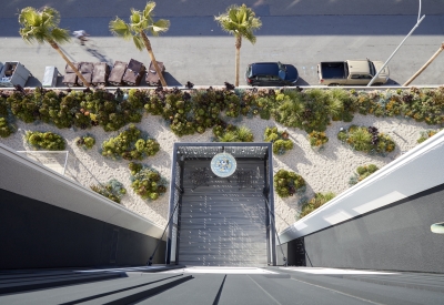 Bird's eye view of balcony at Potrero 1010 in San Francisco, CA.