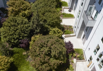 Courtyard view of Potrero 1010 in San Francisco, CA.