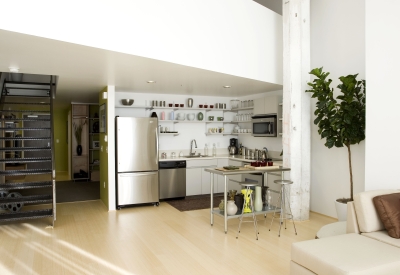 Interior view of a loft unit at Pacific Cannery Lofts in Oakland, California.