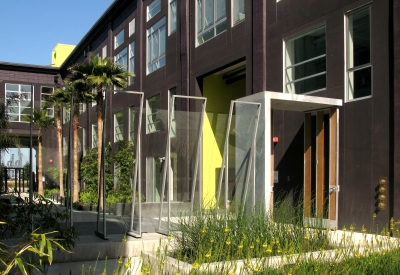 Main entry gate to Pacific Cannery Lofts in Oakland, California.