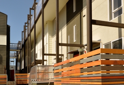 Balconies at Armstrong Place in San Francisco.