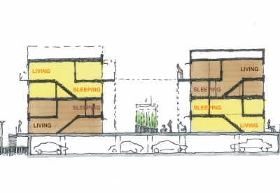 Sketch of layout of townhouses for Armstrong Place in San Francisco.