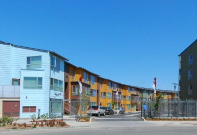 Street view of the private street entrance to Crescent Cove in San Francisco.