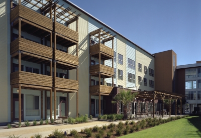 Residential courtyard at Crescent Cove in San Francisco.