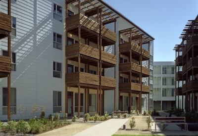 Residential courtyard at Crescent Cove in San Francisco.