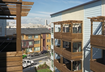 View from residents balcony with San Francisco in the background.