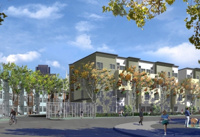 Rendered street view of Crescent Cove in San Francisco.
