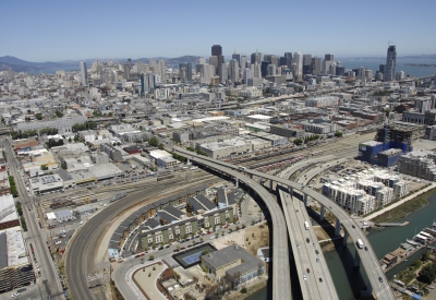 Aerial view of Crescent Cove in San Francisco.