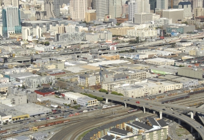 Aerial view of Crescent Cove in San Francisco.