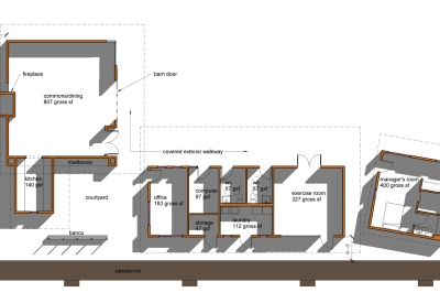 Floor plan for the community center at Cottonwood Commons in Alamogordo, New Mexico.