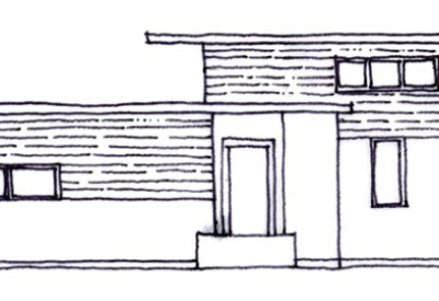 Sketch of the elevation for Cottonwood Commons in Alamogordo, New Mexico.