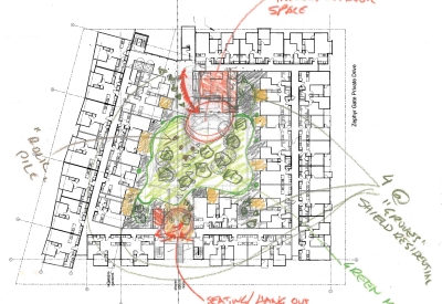 Sketch of the landscape for Ironhorse at Central Station in Oakland, California.