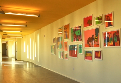 Hallway art inside Tassafaronga Village in East Oakland, CA.