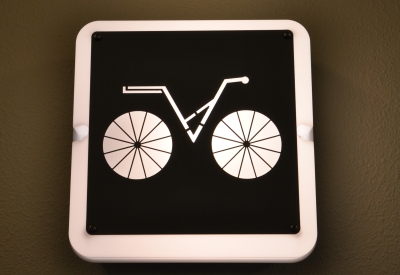 Bike room signage at Tassafaronga Village in East Oakland, CA.