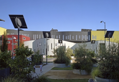 Exterior view of Tassafaronga Village in East Oakland, CA. 