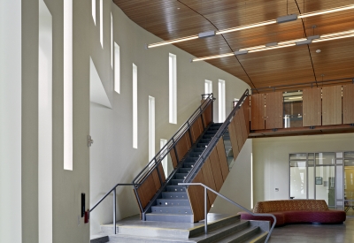 Interior lobby at Tassafaronga Village in East Oakland, CA. 