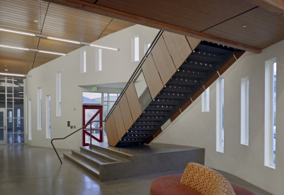 Interior lobby at Tassafaronga Village apartment building