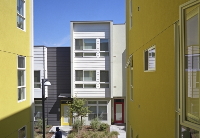 Courtyard view at Tassafaronga Village in East Oakland, CA. 