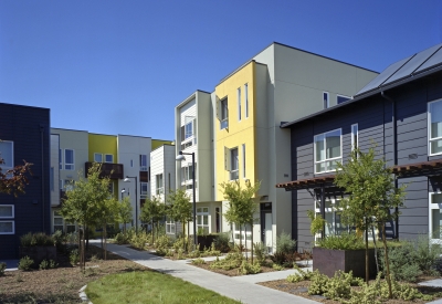 Exterior of Tassafaronga Village in East Oakland, CA. 